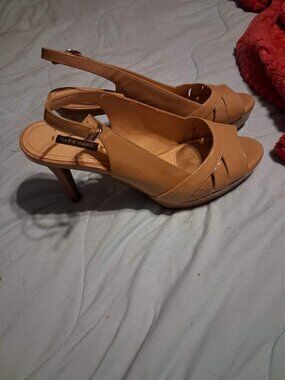 Alex Marie Heels Size 8 Leather Tan Open Toe